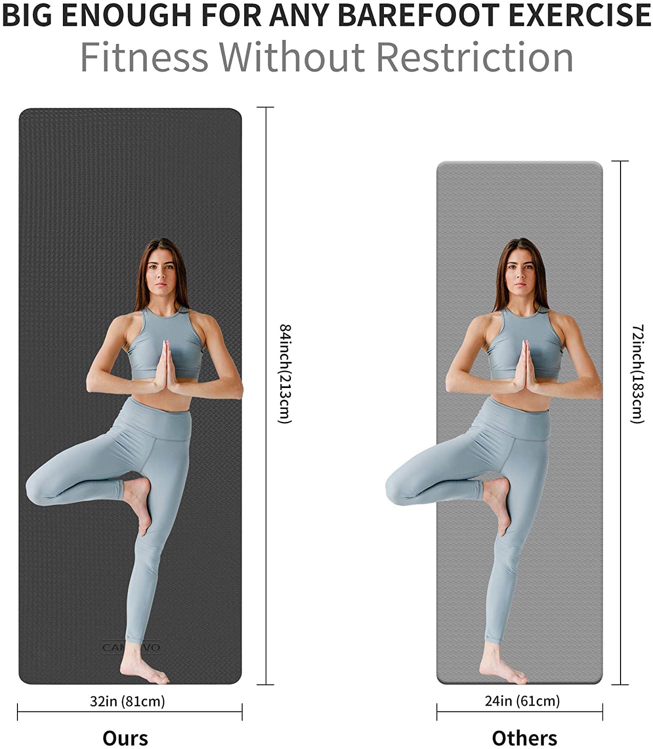 Cambivo Yoga Mat For Men And Women, Extra Long And Wide (84'' X 32'' X 1/4 Inch) Tpe Workout Mat, Large Exercise Fitness Mat For