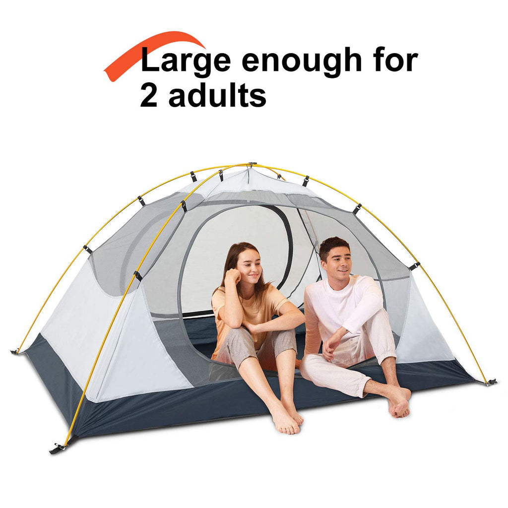 Bisinna 2 Person Camping Tent Lightweight Backpacking Tent Waterproof Windproof Two Doors Easy Setup Free Standing Double Layer