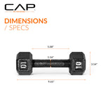 Cap Barbell Cast Iron Hex Dumbbell, Black, Single, 20 Lb