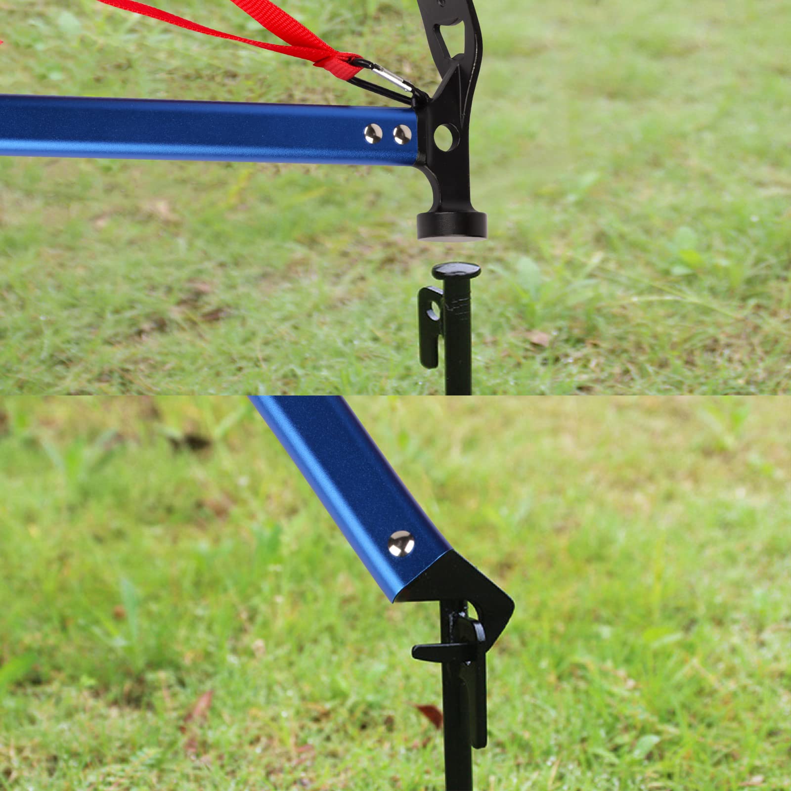 Carbon Steel Aluminum Camping Hammer, 12 Small Lightweight Three-In-One Functional Tent Stake Hammer For Hiking Kit Blue