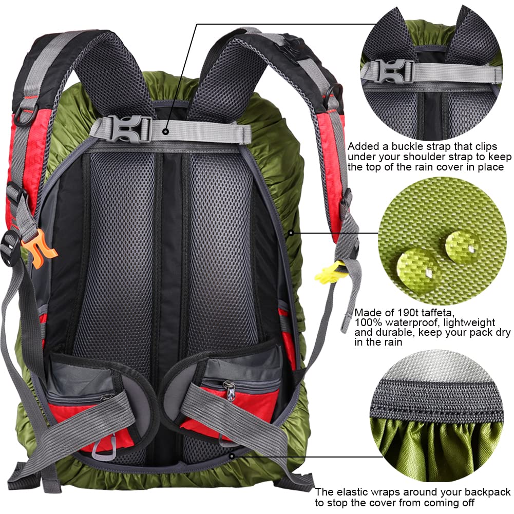 Evotopf Waterproof Backpack Cover Rain With Adjustable Anti Slip Buckle Strap & Sliver Coating Reinforced Inner Layer For Campin