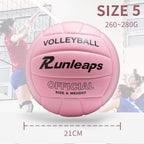Runleaps Volleyball, Waterproof Indoor Outdoor Volleyball For Beach Game Gym Training (Official Size 5, Pink)