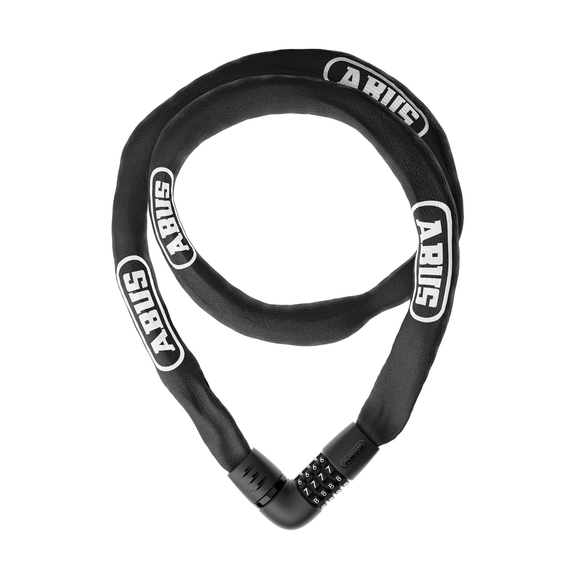 ABUS Tresor 6807C 7mm Steel Chain Lock with Combination, 140cm (4.6) Black - Durable Steel Cycle Security with No Bracket