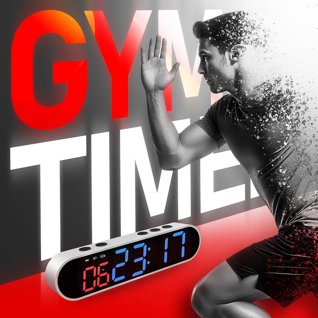 Dienmern Portable Gym Timer Clock With Strong Magnet - Workout Interval Timer With Countdown/Up/Stopwatch, 50Hours Powerful Batt