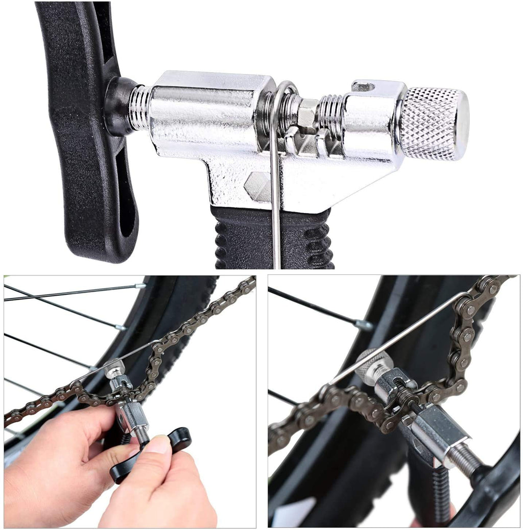 Qkurt Bike Chain Splitter + 3 Pairs Bicycle Missing Link, Universal Bike Chain Cutter Breaker Tool With Chain Hook For 7 8 9 10