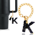 Letter Charm Accessories for Stanley Cup 1 PCS Cute Initial Keychain Handle Charm for Stanley Tumbler for Women Black Letter K