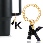 Letter Charm Accessories for Stanley Cup 1 PCS Cute Initial Keychain Handle Charm for Stanley Tumbler for Women Black Letter K