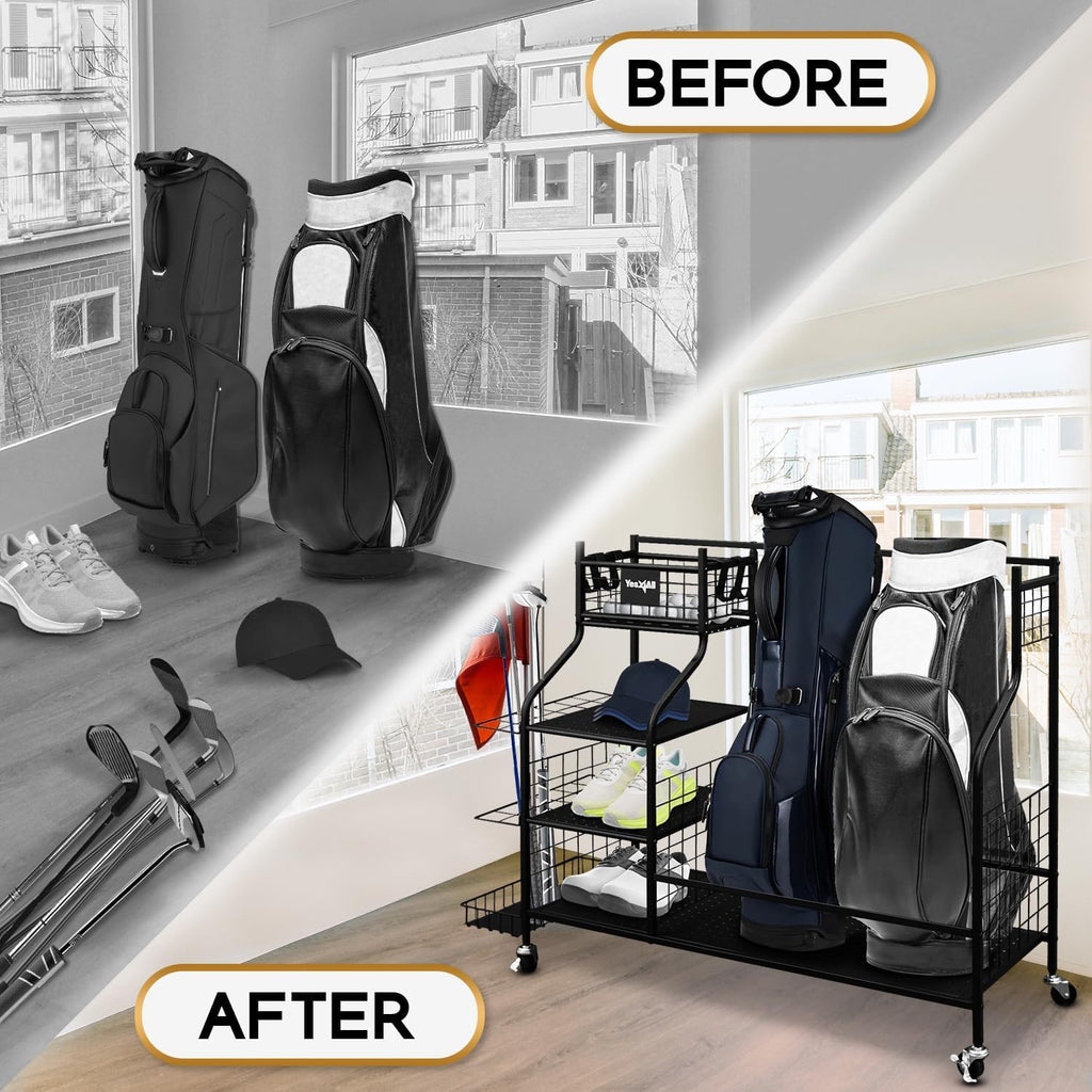 Yes4All Golf Storage Garage Organizer, Golf Bag Storage Stand And Other Golfing Equipment Rack, Extra Storage Rack For Golf Club