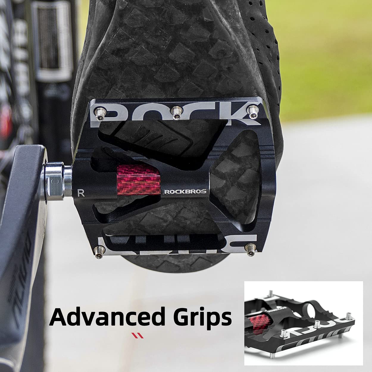 Rockbros Mountain Bike Pedals Mtb Pedals Cnc Non-Slip Lightweight Aluminum Alloy Bicycle Pedals Sealed Bearings Bicycle Platform