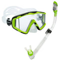 Cressi Pano 3 & Supernova Dry Mask & Snorkel Kits, Clear/Lime