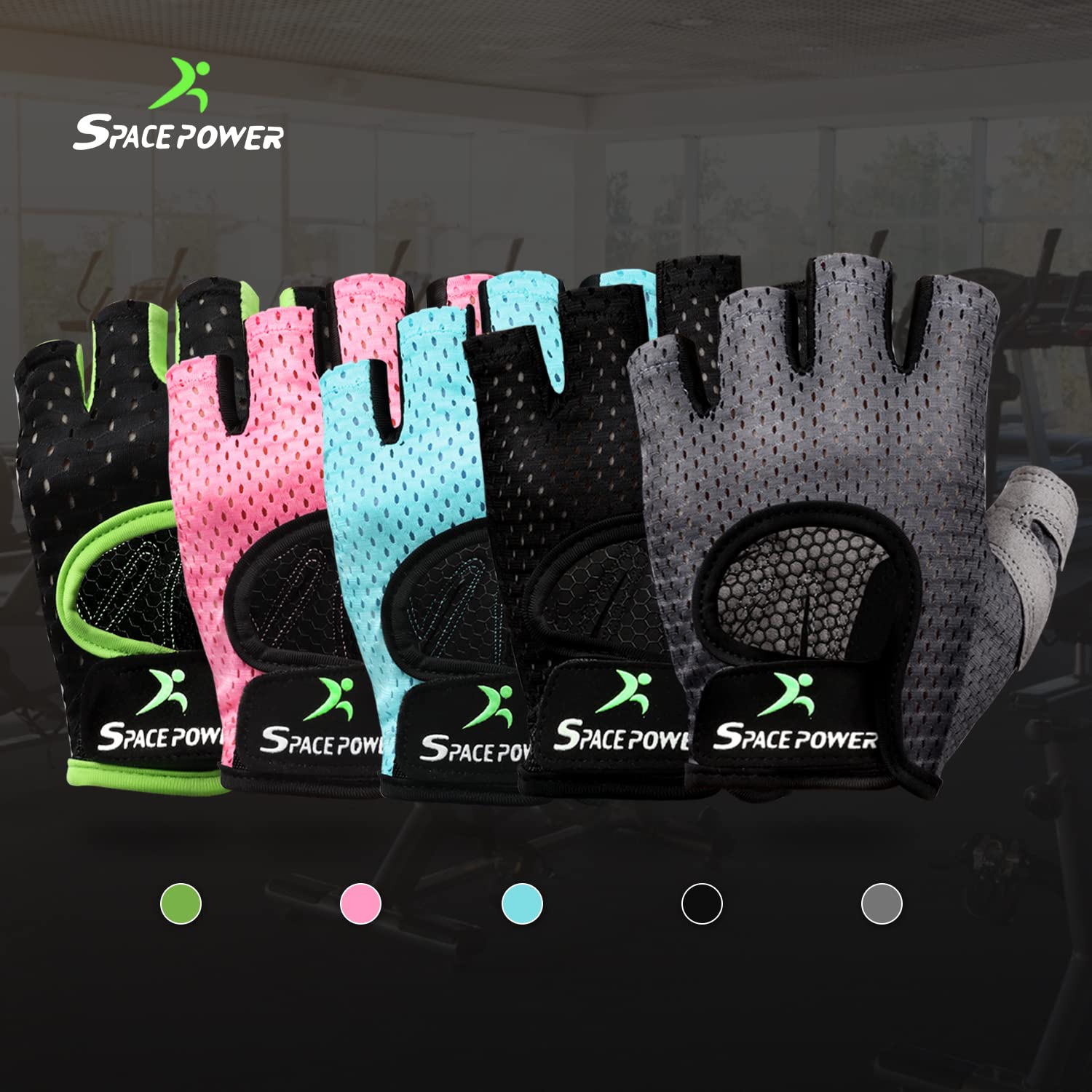 Spacepower Workout Gloves, Weight Lifting Gloves For Women&Men, Lightweight Breathable Gym Gloves For Exercise (X-Large, Black)