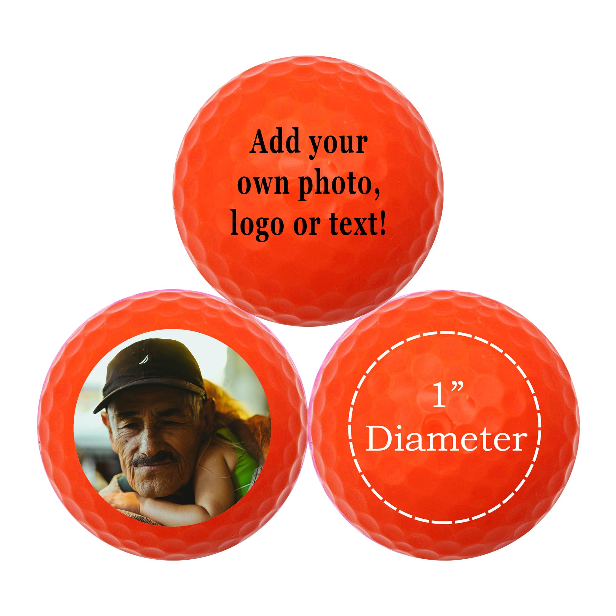 GBM Orange Custom Golf Balls Personalized Golf Balls - Add Photo Logo or Text for Parties, Events & Short Game Play, Great Gifts
