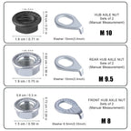Savita 12Pcs Bike Wheel Axle Nut And Bicycle Hub Safety Washer Kit, Carbon Steel M8/M9.5/M10 Bicycle Hub Flanged Axle Nuts Bicyc