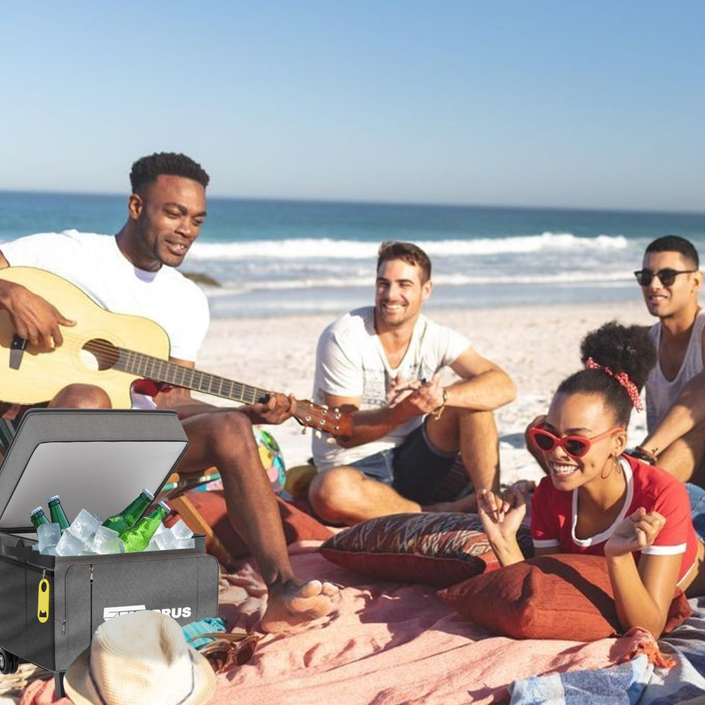 Cooler With Wheels And Handle, 50 Can Rolling Cooler, Portable Collapsiblecooler On Wheels,Leakproof Insulated Wheeledcoolers Fo