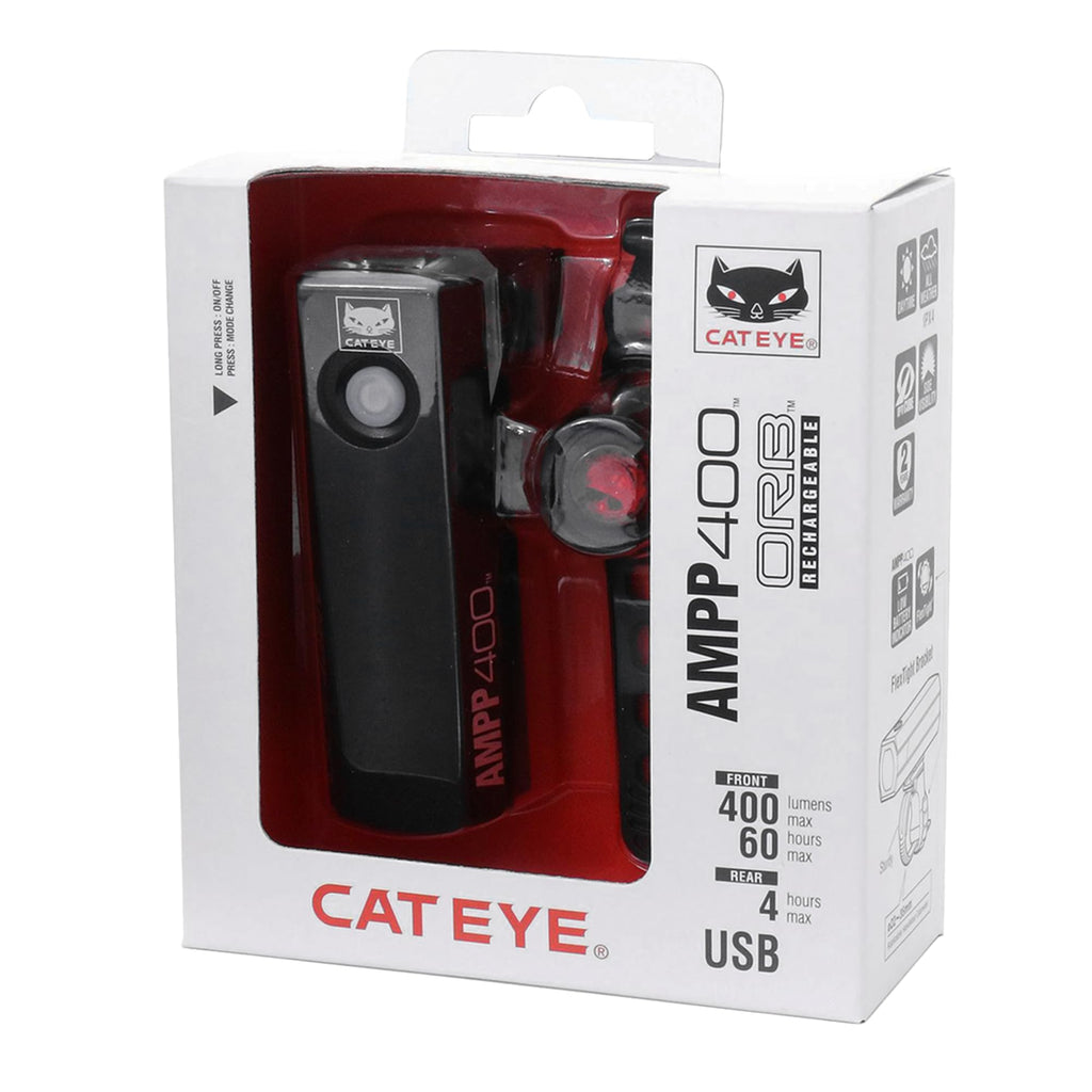 Cateye - Ampp400 Usb Rechargeable Bike Headlight/Orb-Rc Usb Tail Light Comb0