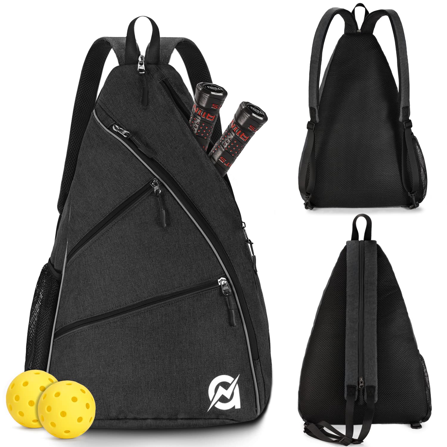 A11N Pickleball Bag, Reversible Crossbody Sling Bag/Backpack For Women Men, Black
