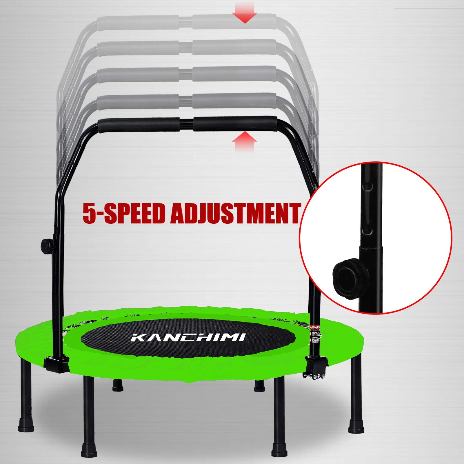Kanchimi 40 Folding Mini Fitness Indoor Exercise Workout Rebounder Trampoline with Handle, Max Load 330lbs(Green)
