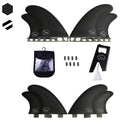 Ho Stevie! Quad Surfboard Fins (4 Fins) - Twin Tab or Single Tab Sizes, with Fin Bag, Screws, Wax Comb and Fin Key (Black, Singl