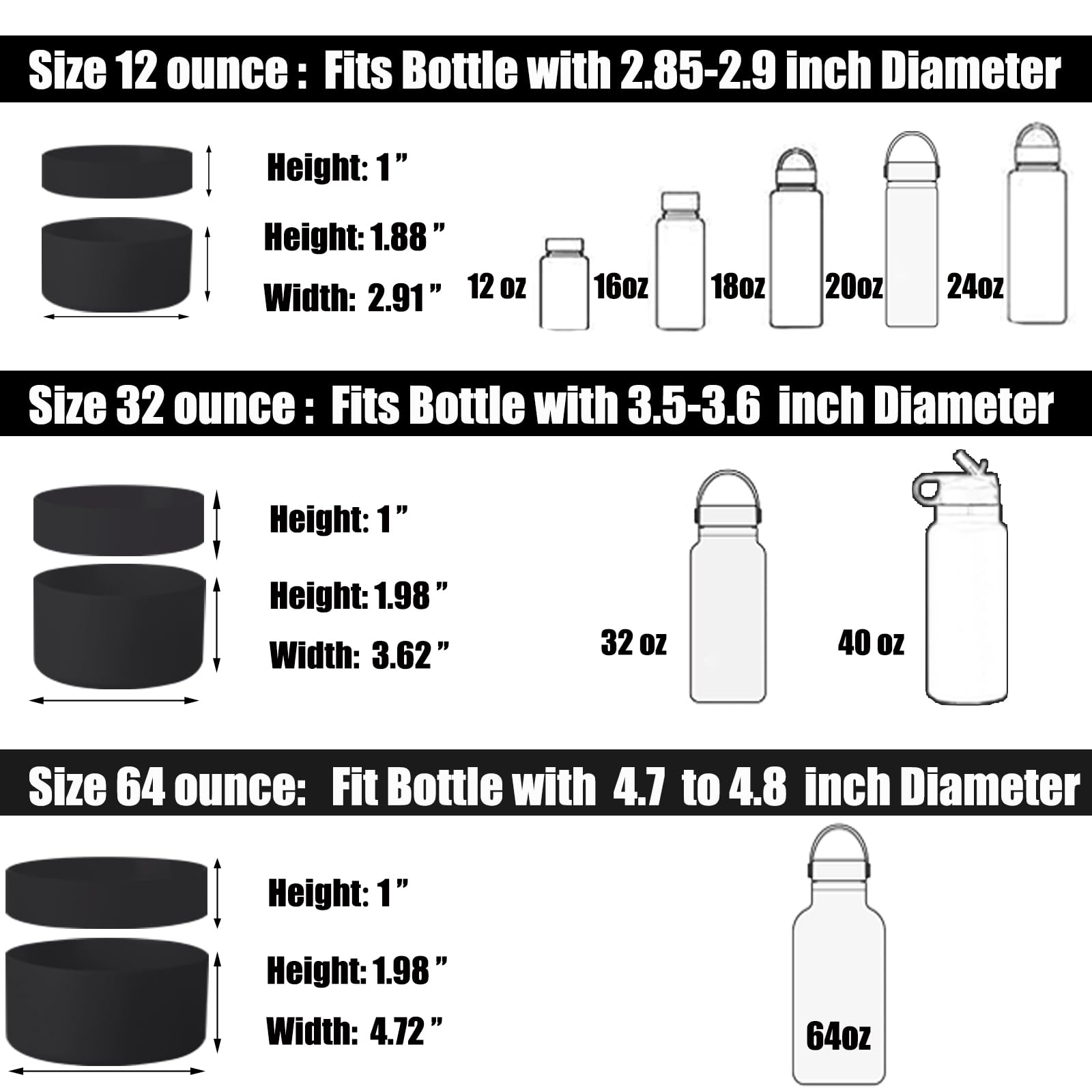 Greant Double Protective Water Bottle Boot Compatible With Hydro Sport Flask - Silicone Flex Boot/Universal Anti-Slip Bottle Sle