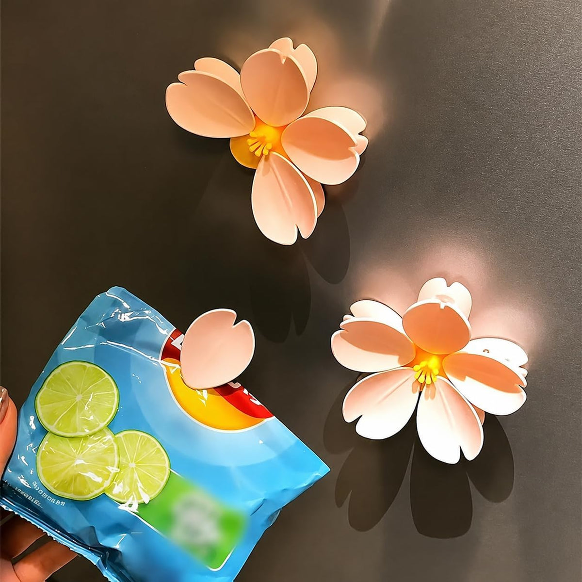 Decorative Flower Magnetic Clip For Fridge  Reusable Food Bag Sealing Clip For Kitchen, Pantry & Office Use | Strong Grip Snack