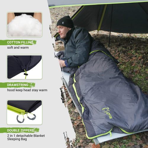 Atepa Multipurpose Down Sleeping Bag, Lightweight Travel Camping Blanket, Packable Compact Sleeping Bag/Blanket With Compression