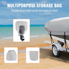 Vevor Boat Cover, 16'-18.5' Trailerable Waterproof Boat Cover, 600D Marine Grade Pu Oxford, With Motor Cover And Buckle Straps,