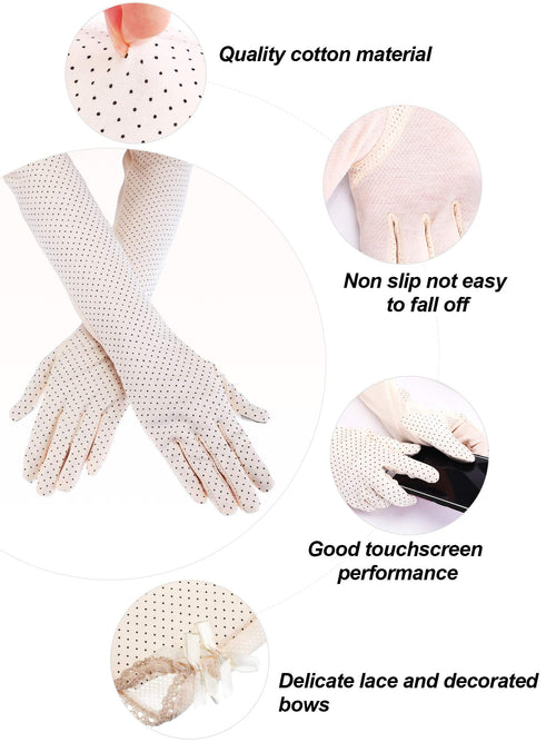 2 Pairs Women Uv Sun Protection Driving Gloves Touchscreen Cotton Arm Sun Block Gloves For Outdoor Sports Summer Supplies (Color