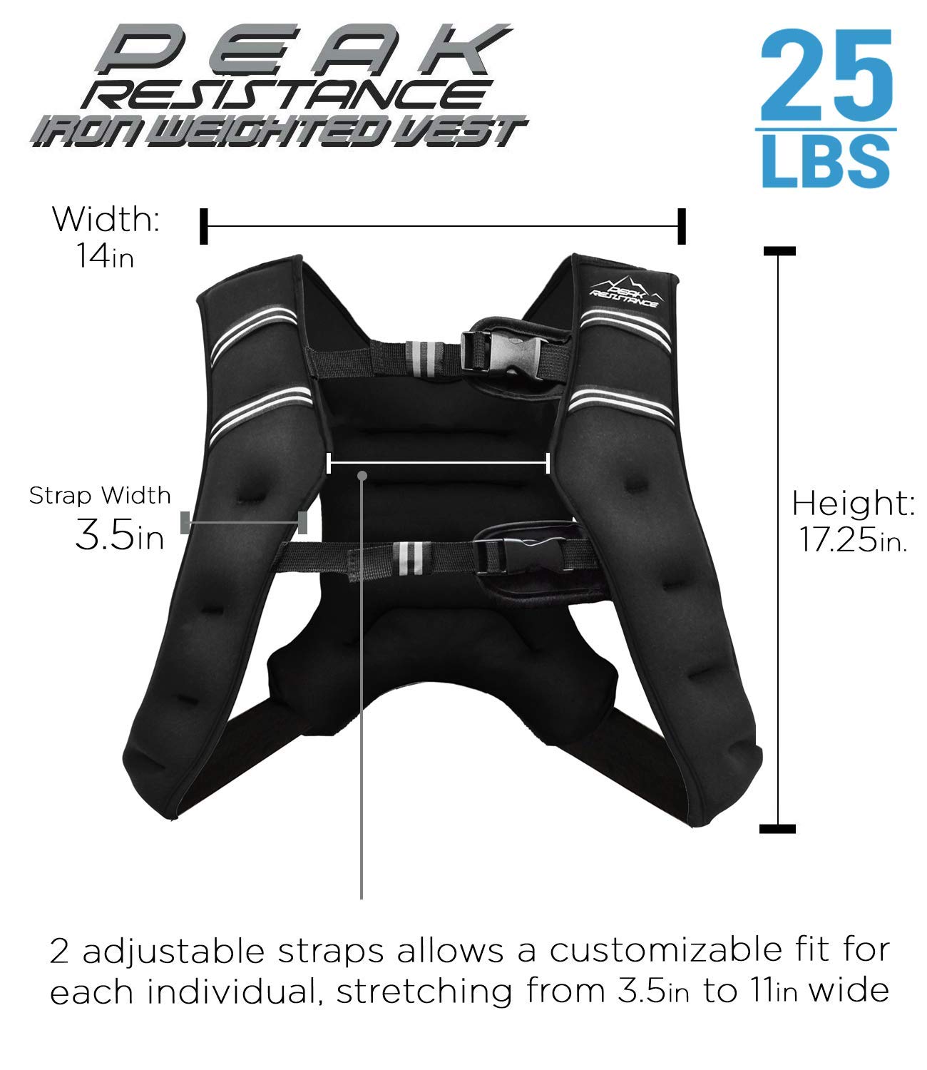 Aduro Sport Weighted Vest Workout Equipment, 4Lbs/6Lbs/12Lbs/20Lbs/25Lbs Body Weight Vest For Men, Women, Kids (25 Pounds (11.34