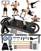 HOTWAVE Portable Exercise Equipment with 18 Gym Accessories.20 in 1 Push Up Board Fitness,Resistance Bands with Ab Roller Wheel,