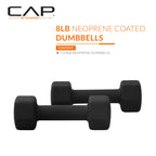 Cap Barbell Neoprene Dumbbell Weights, 8 Lb Pair, Black