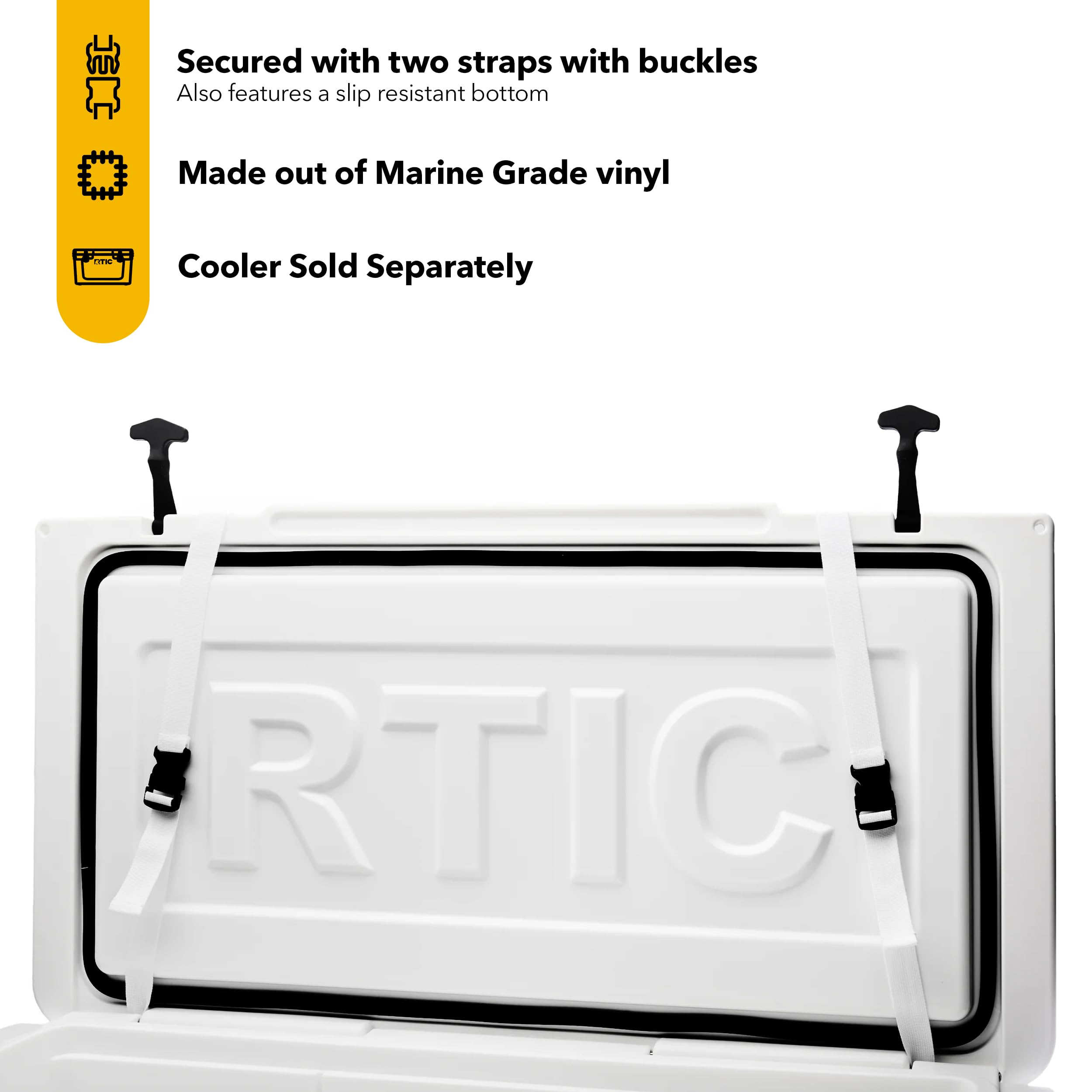 Rtic Ultra-Tough Cooler Seat Cushion, Great For Family Travels, Boating Or Hunting, Easy Clean Vinyl, Buckle Fastening And Anti