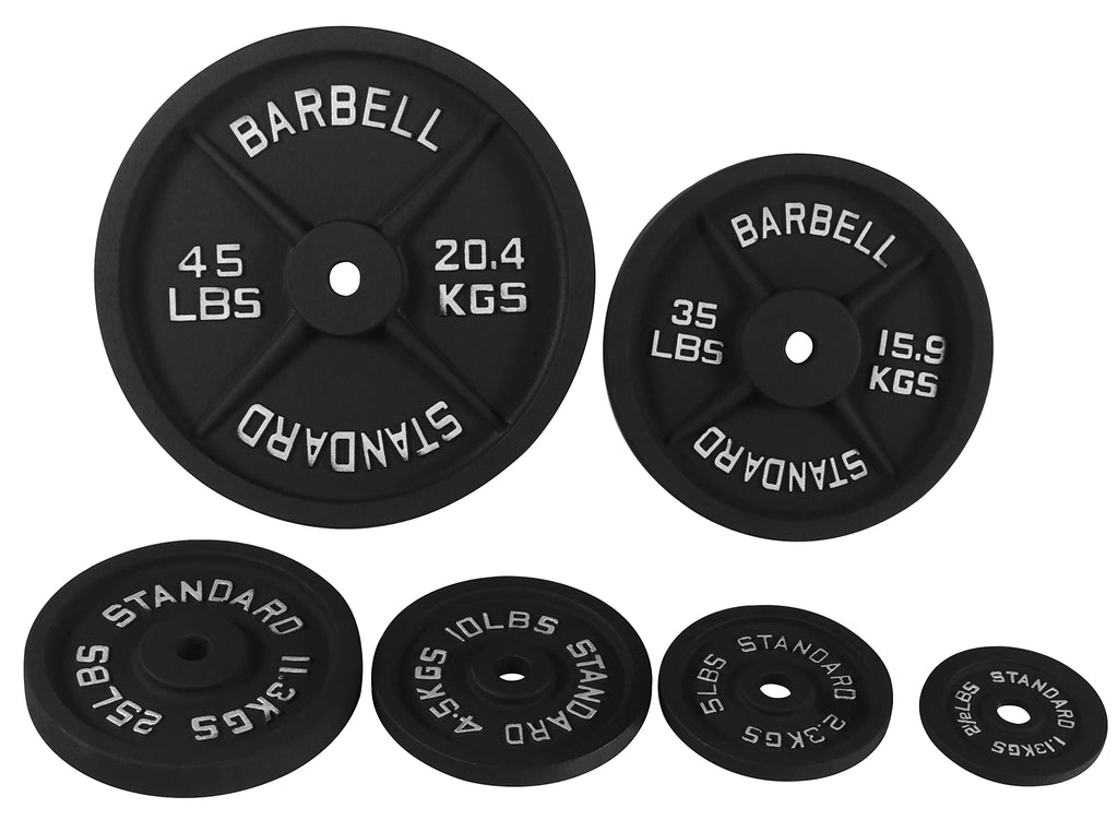 Fitvids Cast Iron Plate Weight Plate For Strength Training And Weightlifting, 1-Inch Center (Standard), 5Lb (Set Of 4)