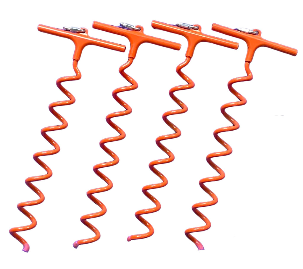 In-N-Out Spiral Ground Anchors - Heavy Duty Screw In Ground Stakes - Corkscrew Earth Anchor Kits- For Canopies, Soccer Goals, Tr