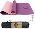 Bodylastics Yoga Mat for Men and Women with Carry Bag TPE 6ft x 2ft x 6mm Large Size Anti Slip & Anti Tear Workout Mat (Purple/P