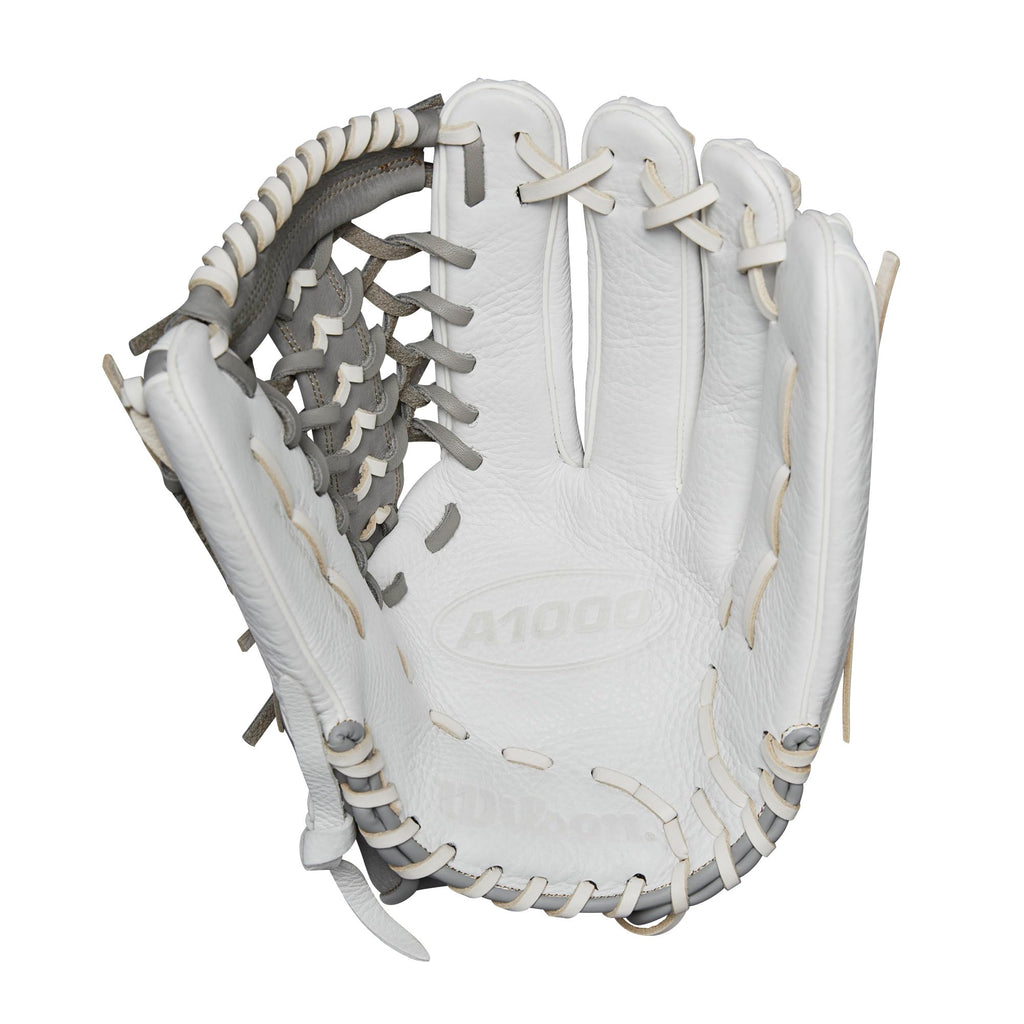 Wilson 2024 A1000 T125 12.5    Outfield Fastpitch Softball Glove - White/Silver/Gold, Left Hand Throw