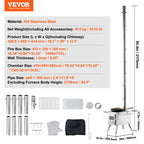 Vevor Camping Wood Stove Stainless Steel Camping Tent Stove, Portable Wood Burning Stove With Chimney Pipes & Gloves, 1646Infire