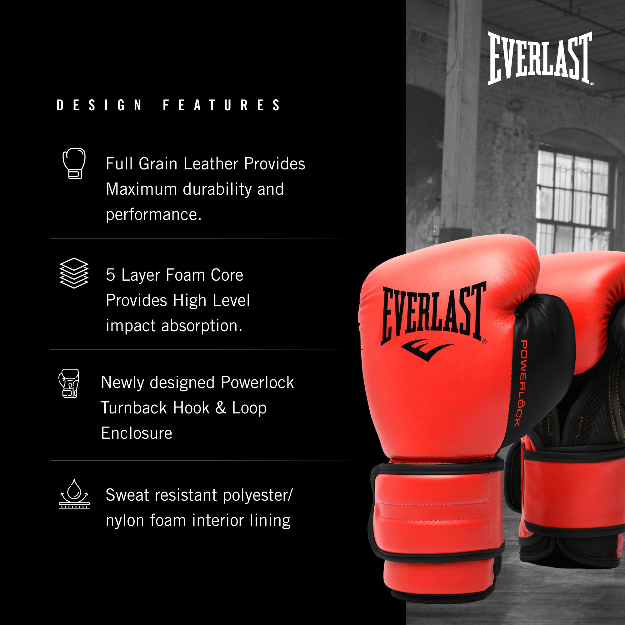 Everlast Powerlock2 Training Glove 14Oz Red/Black