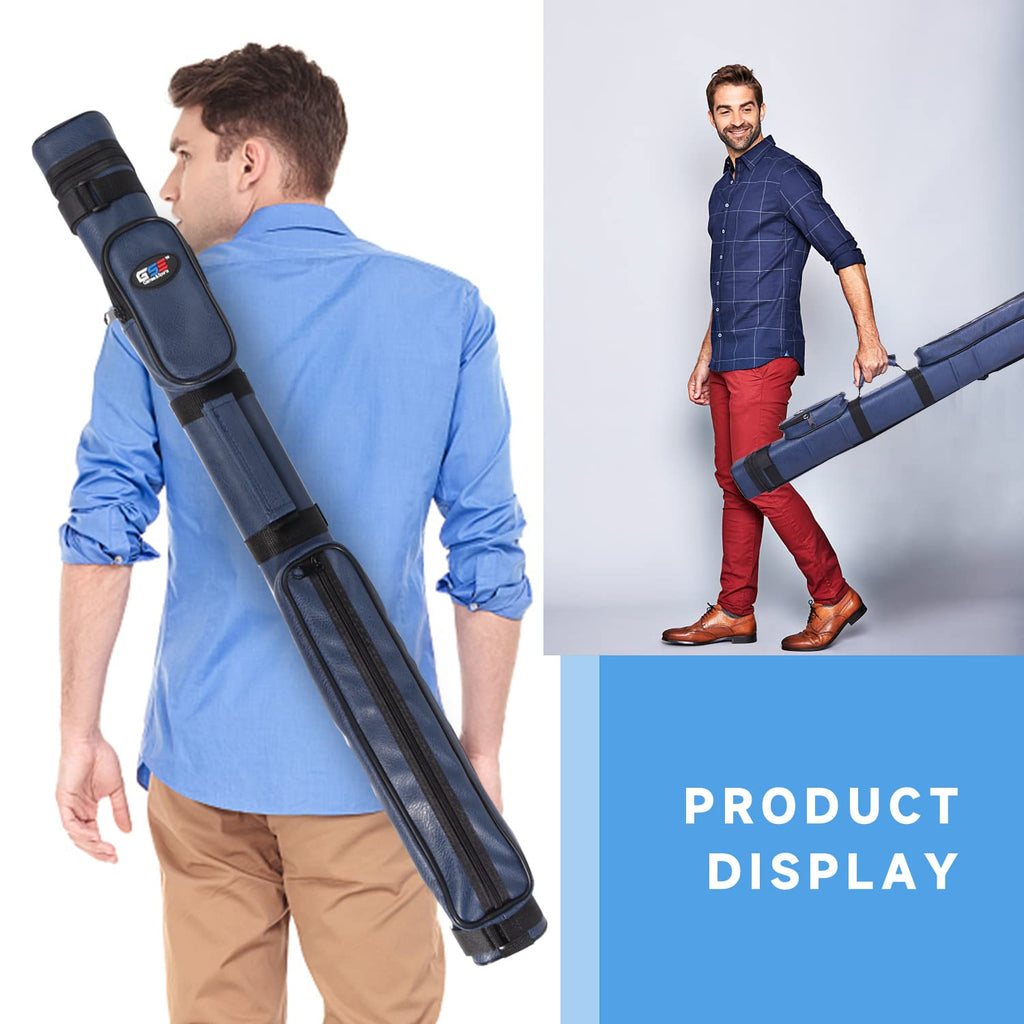 Gse 2X2 Deluxe Hard Billiard Pool Cue Stick Carrying Case, Billiard Cue Case, Billiards Accessories (Square - Blue)