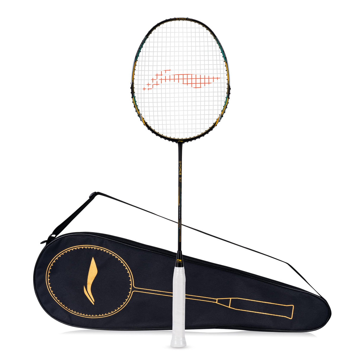 LiNing GForce X5 Carbon Fibre Badminton Racket With Free Full Cover(79 Grams, 28 Lbs) (Black/Teal/Gold)