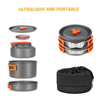 Yeto Camping Cookware Set Hard-Anodized Aluminum Foldable Backpacking Camping Pots And Frying Pans Cooking Camp Kitchen Camping
