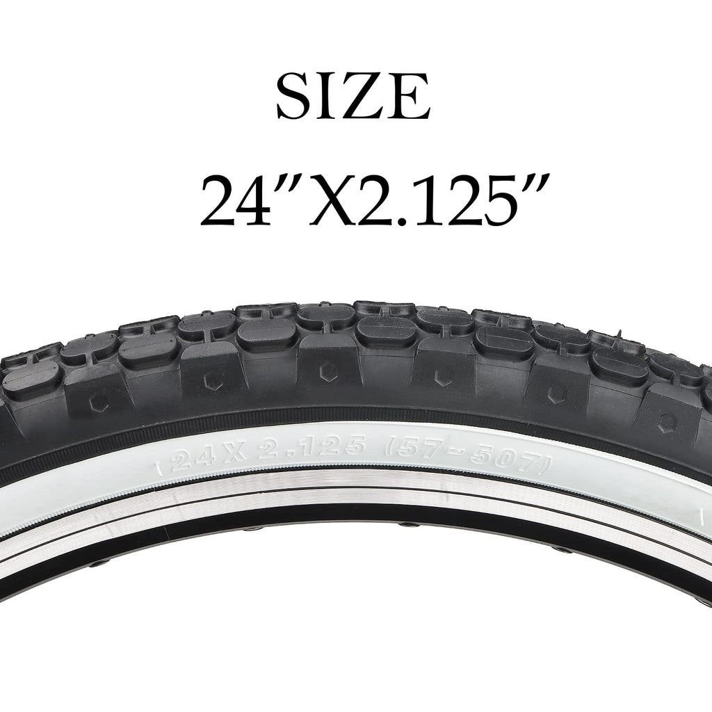 Hycline Bike Tire,24''X2.125''Folding Replacement Tire For Beach Cruiser Bicycle-White
