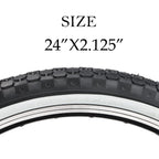 Hycline Bike Tire,24''X2.125''Folding Replacement Tire For Beach Cruiser Bicycle-White