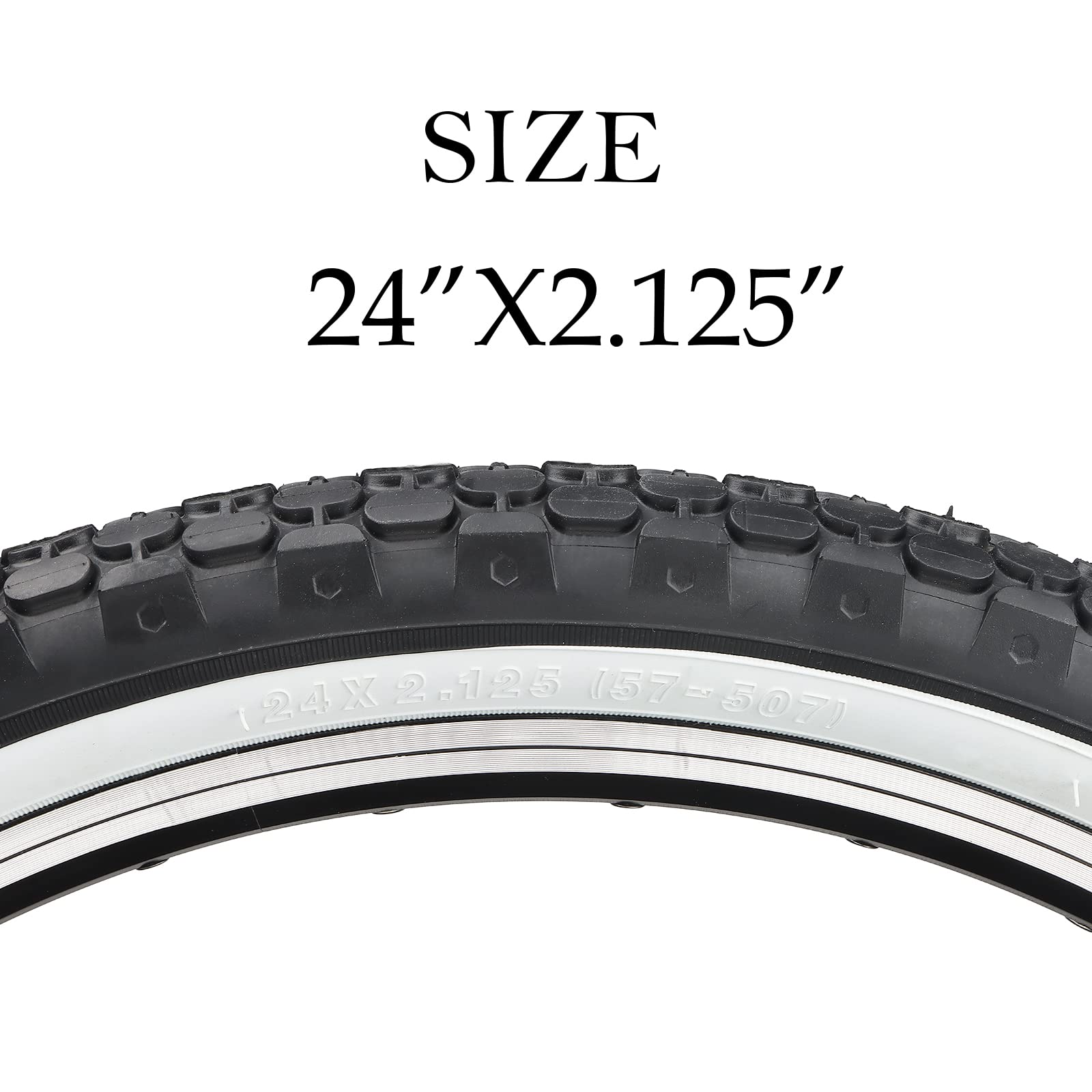 Hycline Bike Tire,24''X2.125''Folding Replacement Tire For Beach Cruiser Bicycle-White