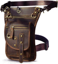 LeAokuu Mens Genuine Leather Outdoor Sporting Hicking Waist Hip Pack Sling Messenger Shoulder Drop Leg Thigh Bag Pouches For Wo