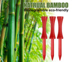 Step Down Golf Tees 2-1/8''Or 2-3/4''Or 3-1/4'' 100 Pack Durable Wooden Bamboo Golf Castle Tees (Red, 2 3/4 Inch)