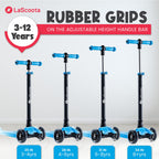 Lascoota 3-Wheel Kids Scooter - Removable Seat, Adjustable Handlebar, Light-Up Wheels & Lean-to-Steer for Toddler Scooter - Blue