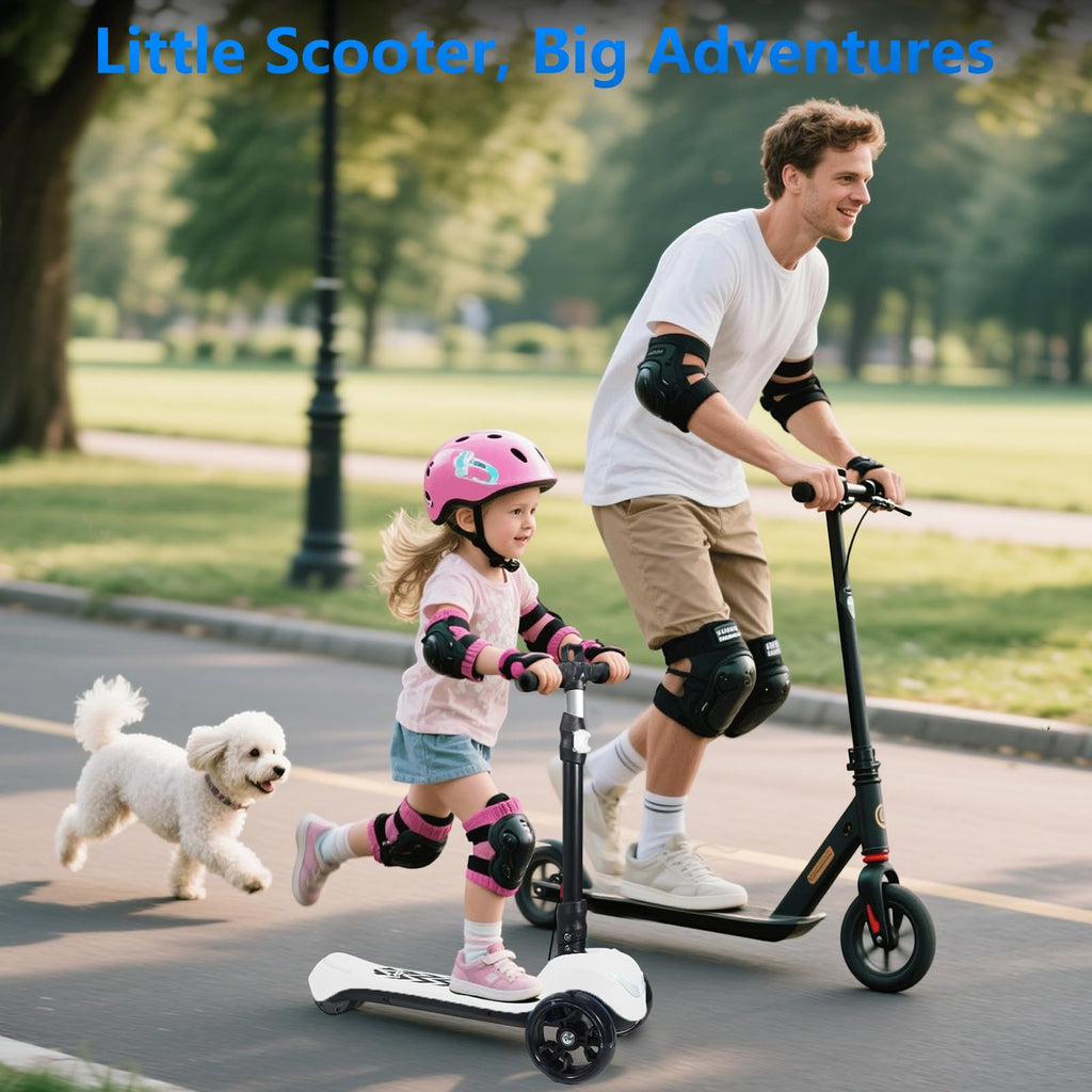 Electric Scooter for Kids Ages 3-12, 3-Wheel Foldable Scooter with Full Body Lights, Wide Deck,3 Adjustable Heights, 5MPH Safe S
