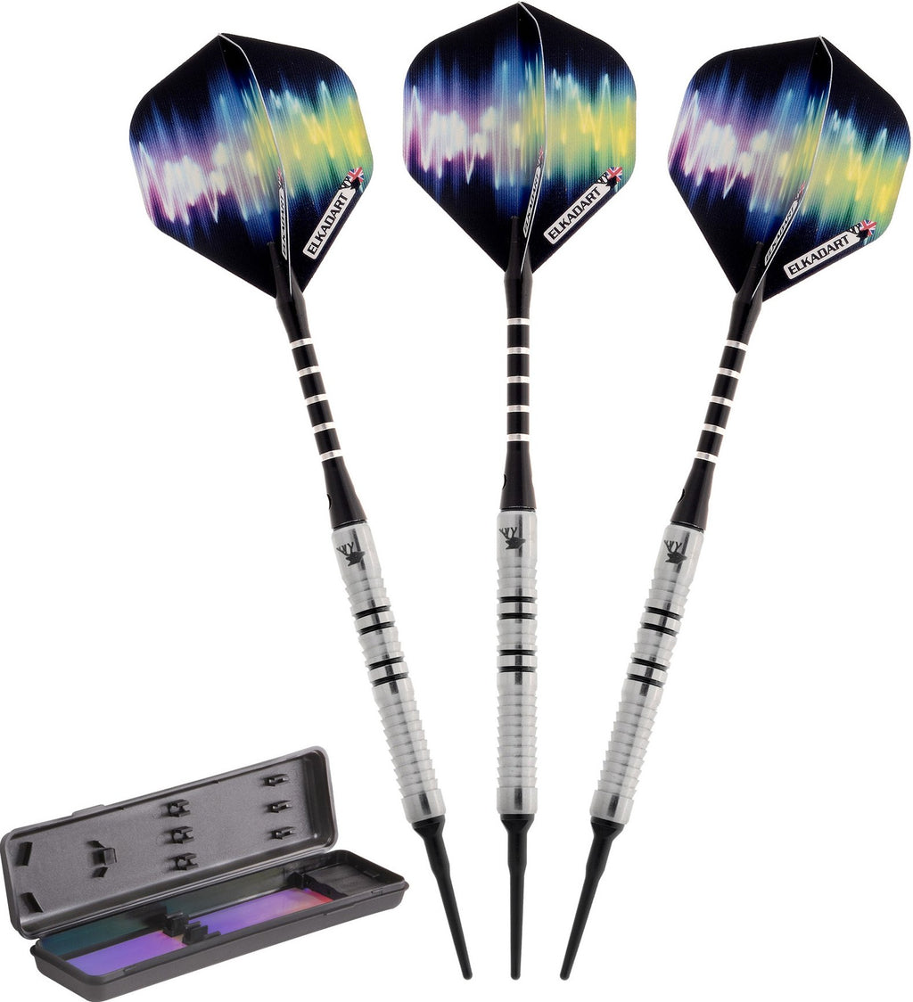 Elkadart Ultra Sonic 80% Tungsten Soft Tip Darts With Storage/Travel Case, 18 Grams, Black