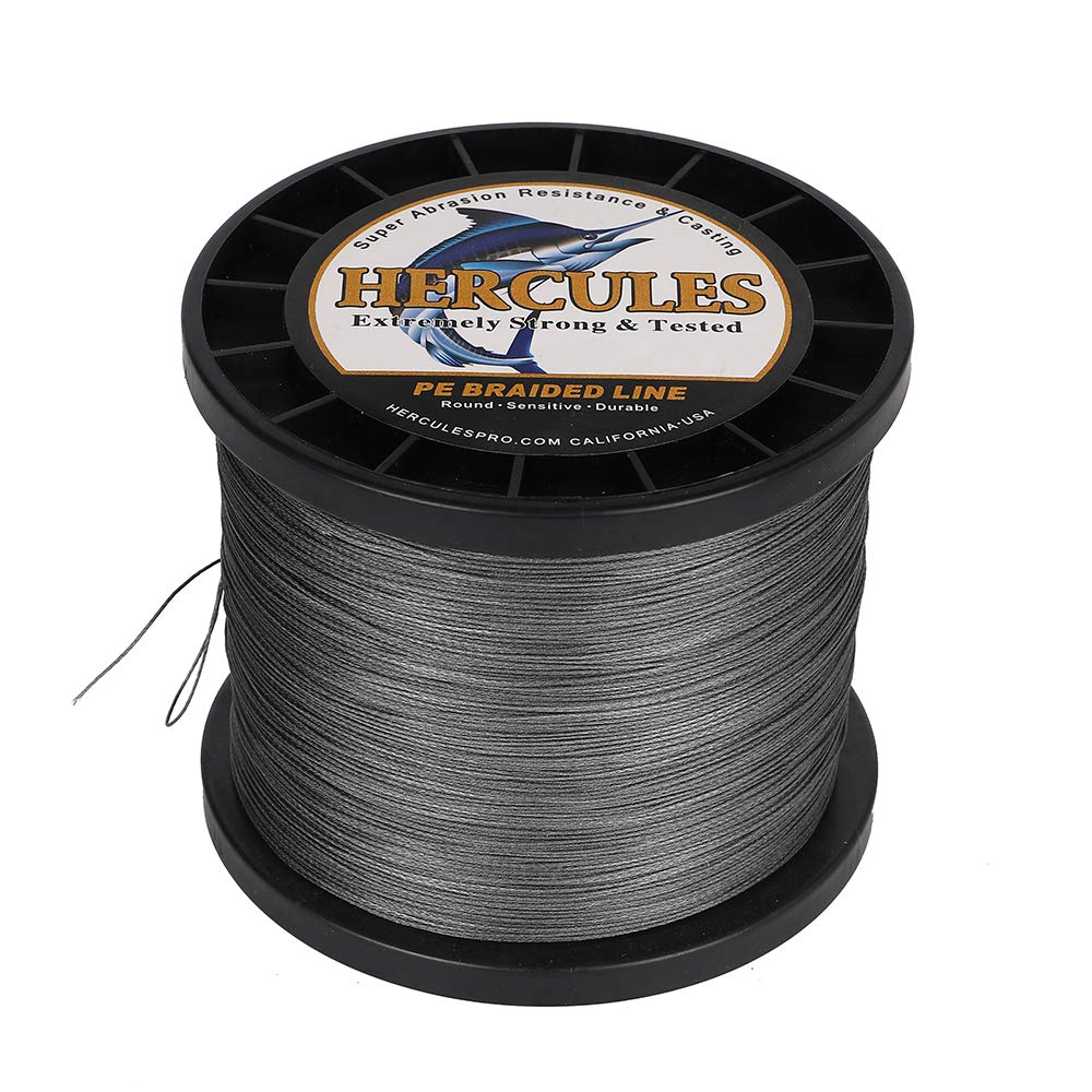 Hercules Braided Fishing Line 1500M 1640Yds 10Lbs-200Lbs Pe Superline 8 Strands (Grey 120Lb/54.5Kg 0.58Mm)