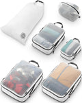 Large Packing Cube Set With See Through Mesh Compression Packing Cubes Travel Organizers By Tripped Travel Gear, White, Large